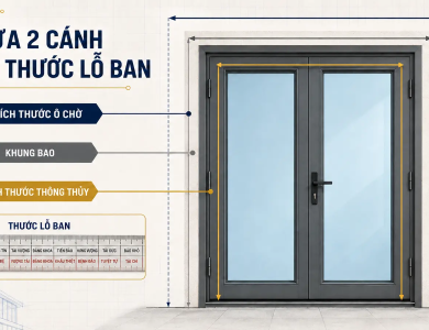 Kích Thước Cửa Nhôm Xingfa 2 Cánh Theo Thước Lỗ Ban