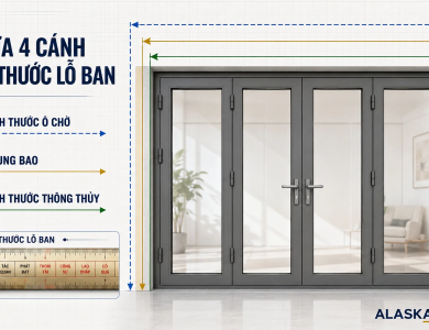 Kích Thước Cửa Nhôm Xingfa 4 Cánh Theo Thước Lỗ Ban