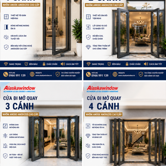 Cửa Đi Mở Quay Anode 1–4 Cánh: Giá & Cấu Tạo