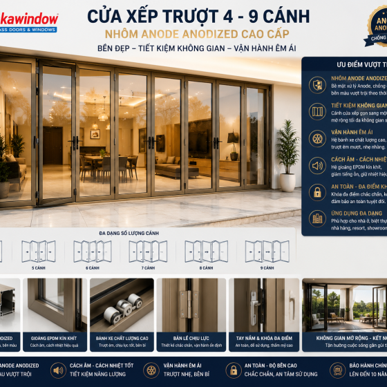 Cửa Xếp Trượt Anode 4–9 Cánh: Giá & Cách Chọn