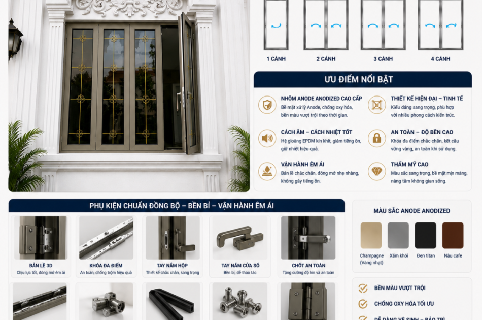 Cửa Nhôm Anode Anodized: Hệ Cửa, Giá & Cách Chọn