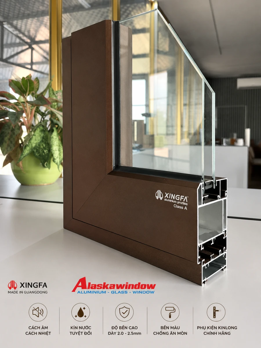 Cửa nhôm Xingfa màu nâu cà phê