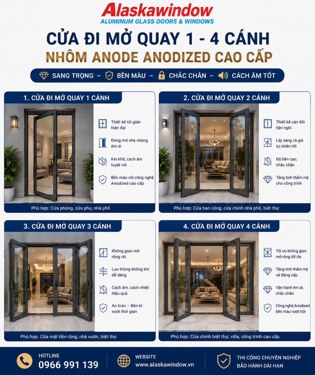 Cửa đi mở quay Anode 1–4 cánh