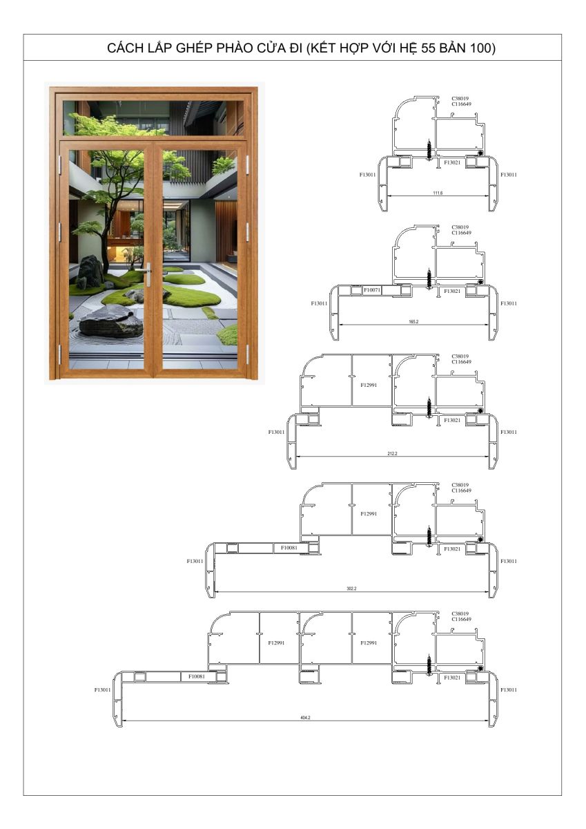Catalogue hệ phào chỉ 55 bản 100 – Cách lắp ghép phào cửa đi
