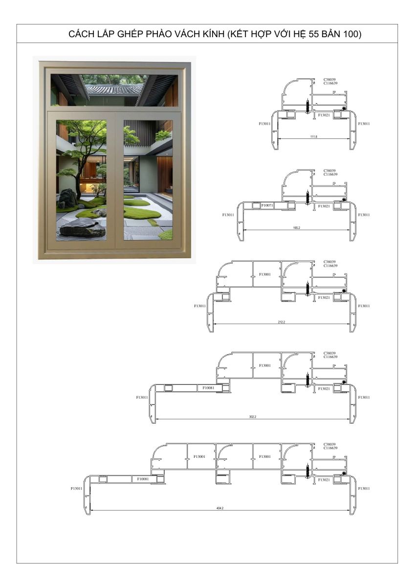 Catalogue hệ phào chỉ 55 bản 100 – Cách lắp ghép phào vách kính
