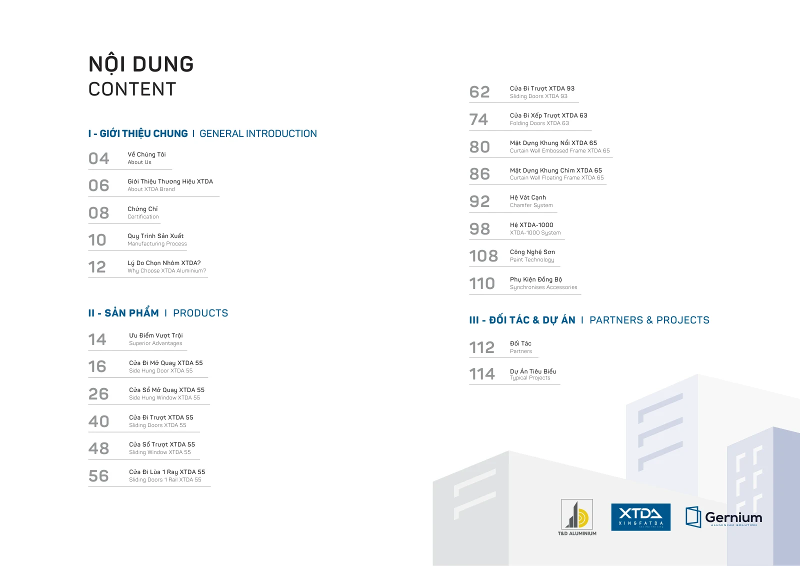 Catalogue XTDA 2024 – trang PDF 2, trang in 2–3