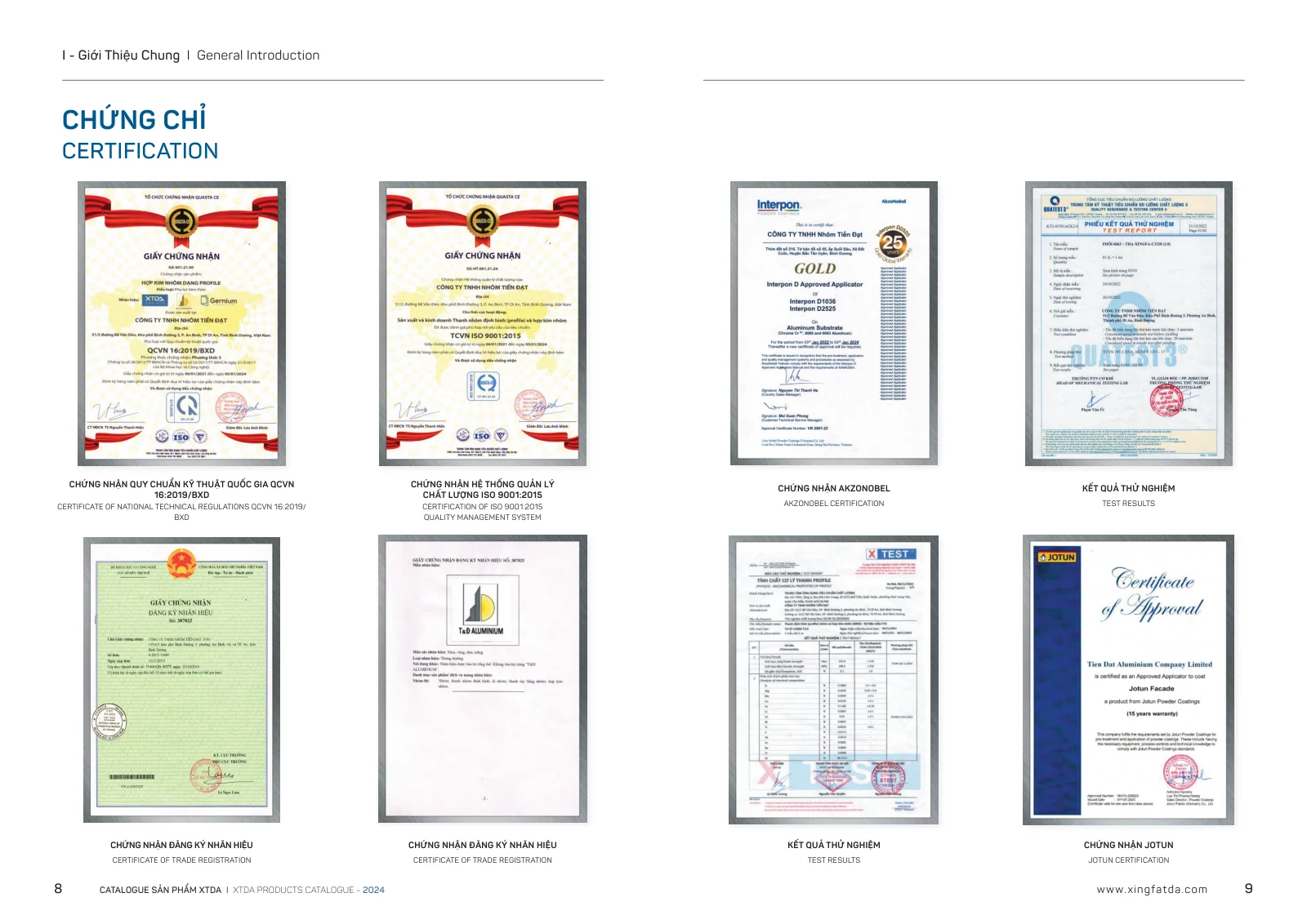 Catalogue XTDA 2024 – trang PDF 5, trang in 8–9