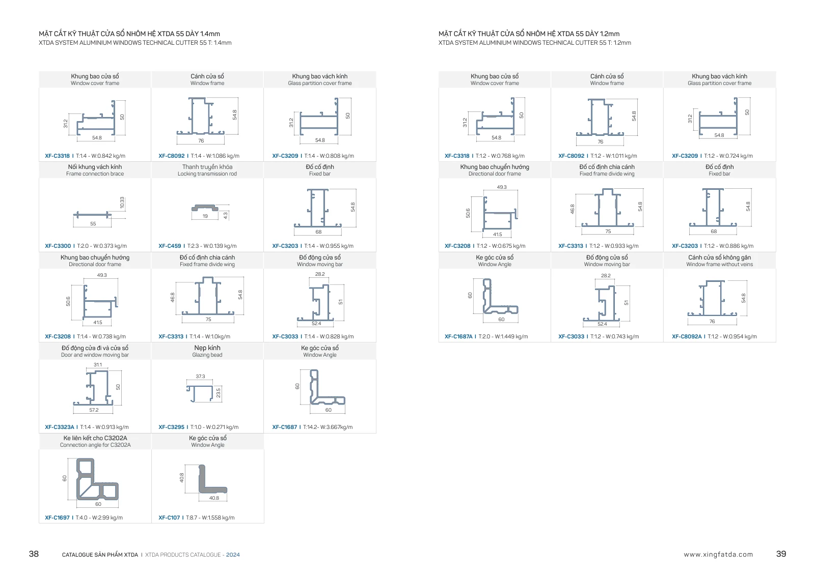 Catalogue XTDA 2024 – trang PDF 20, trang in 38–39