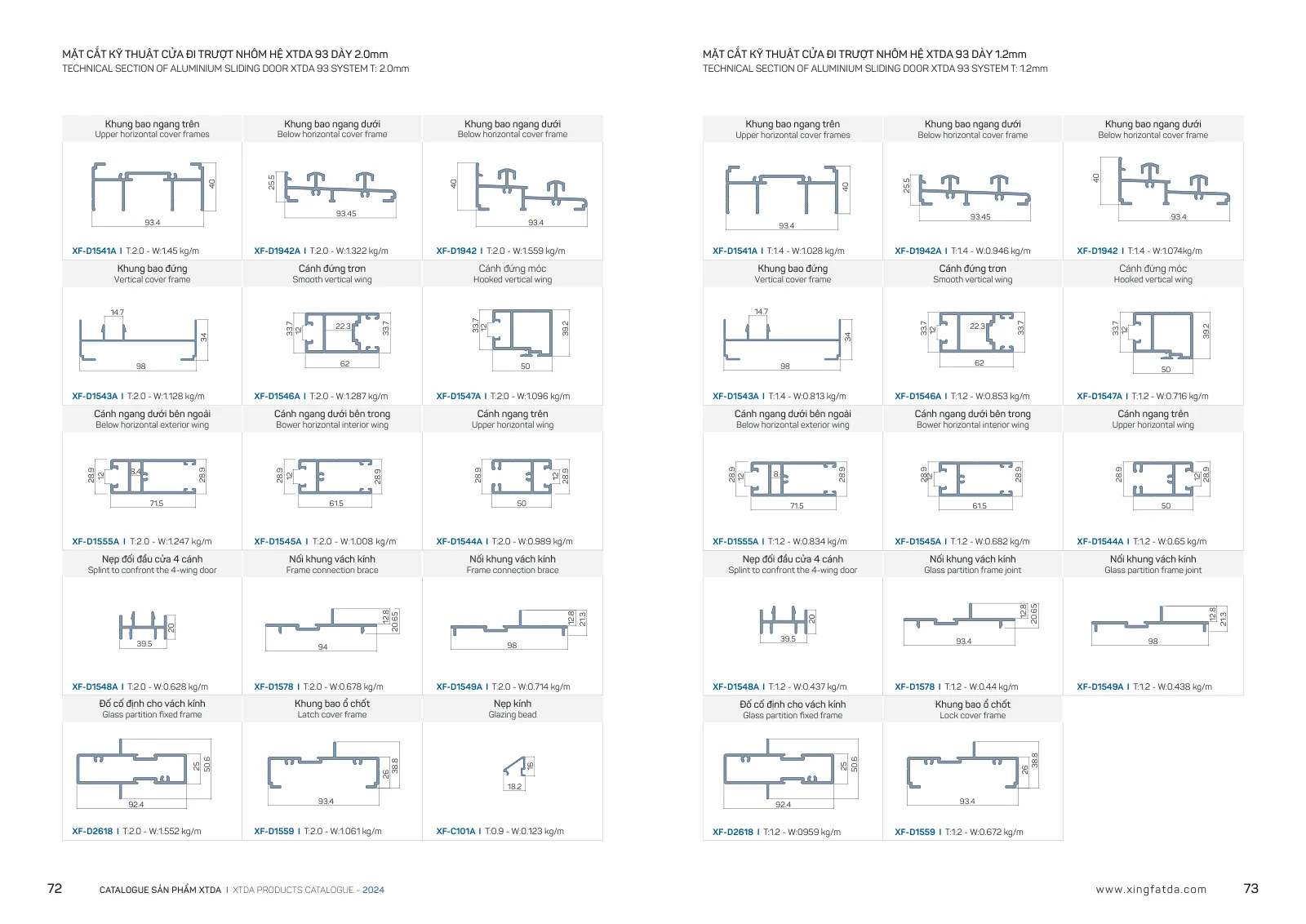 Catalogue XTDA 2024 – trang PDF 37, trang in 72–73