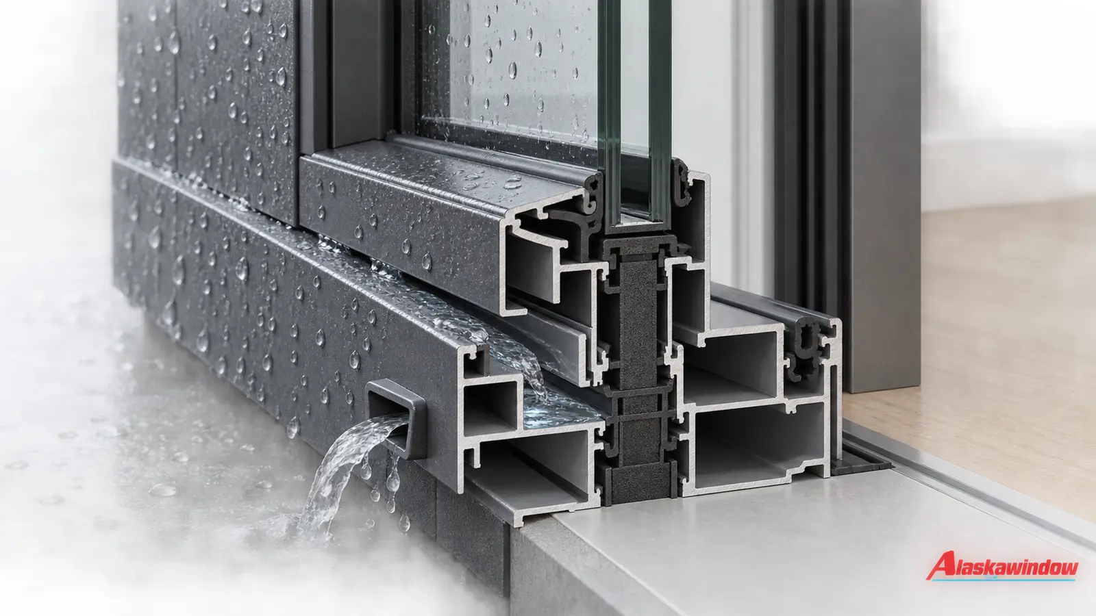 Cấu tạo thoát nước ở ngưỡng cửa nhôm cầu cách nhiệt