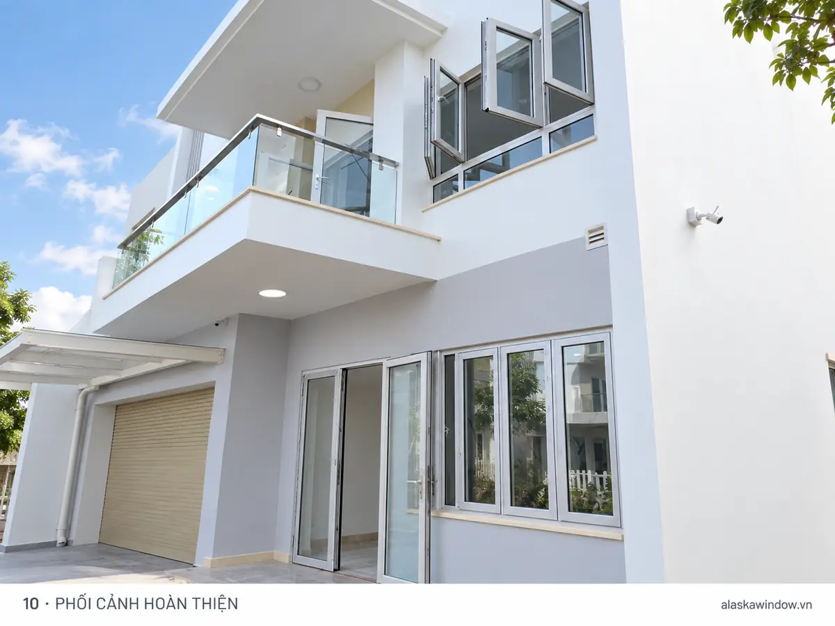 Phối cảnh nhà phố hoàn thiện cửa nhôm cầu cách nhiệt