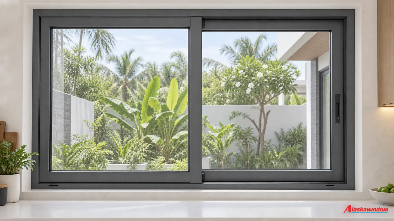 Cửa sổ lùa hai cánh nhôm cầu cách nhiệt kính hộp