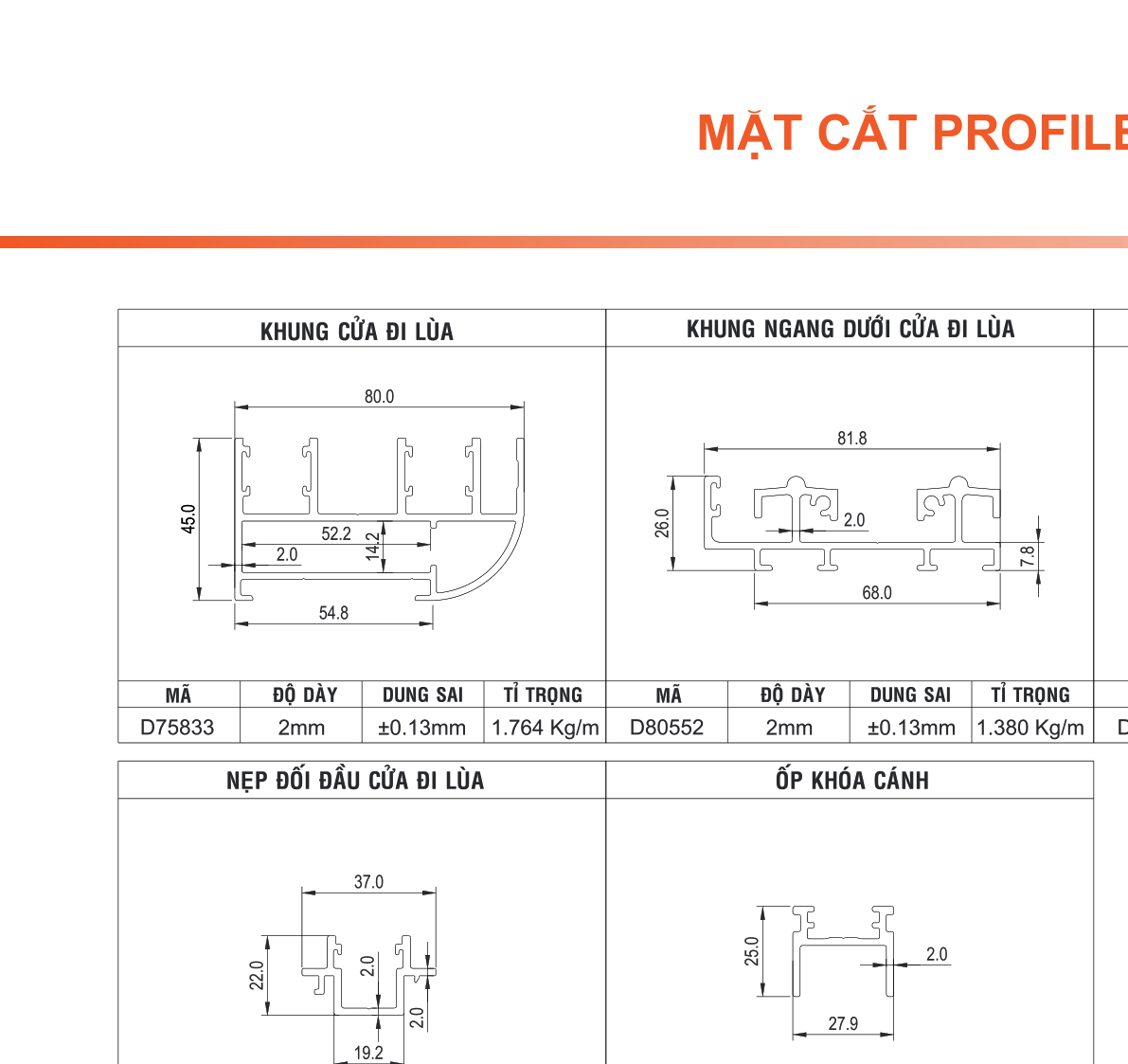 Catalogue Xingfa Anodized-ED – Mặt cắt cửa mở lùa