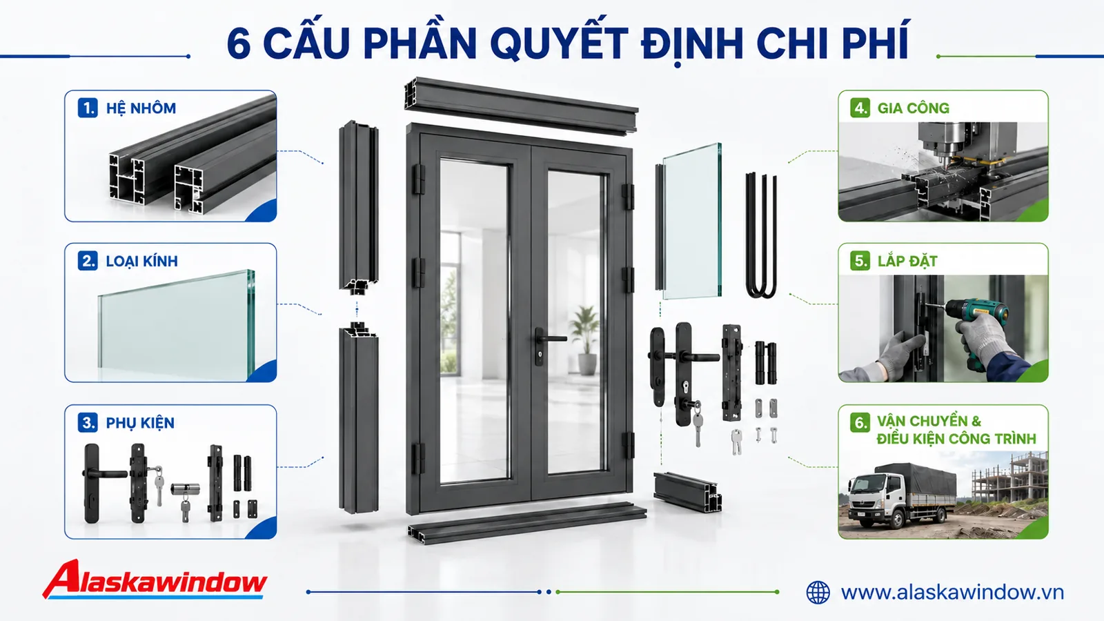 Các cấu phần quyết định chi phí cửa nhôm Xingfa Thủ Đức