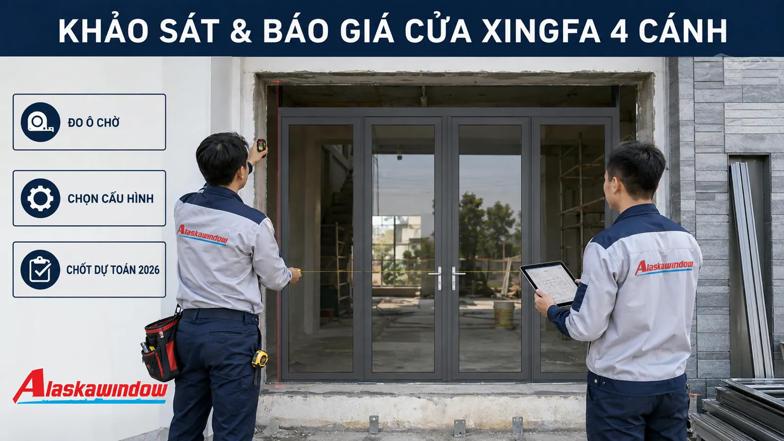 Khảo sát ô chờ và báo giá cửa nhôm Xingfa 4 cánh năm 2026