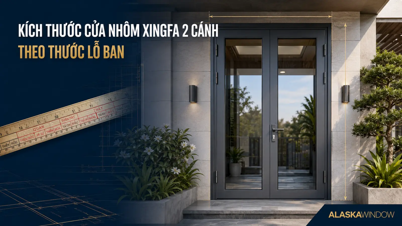 Kích Thước Cửa Nhôm Xingfa 2 Cánh Theo Thước Lỗ Ban