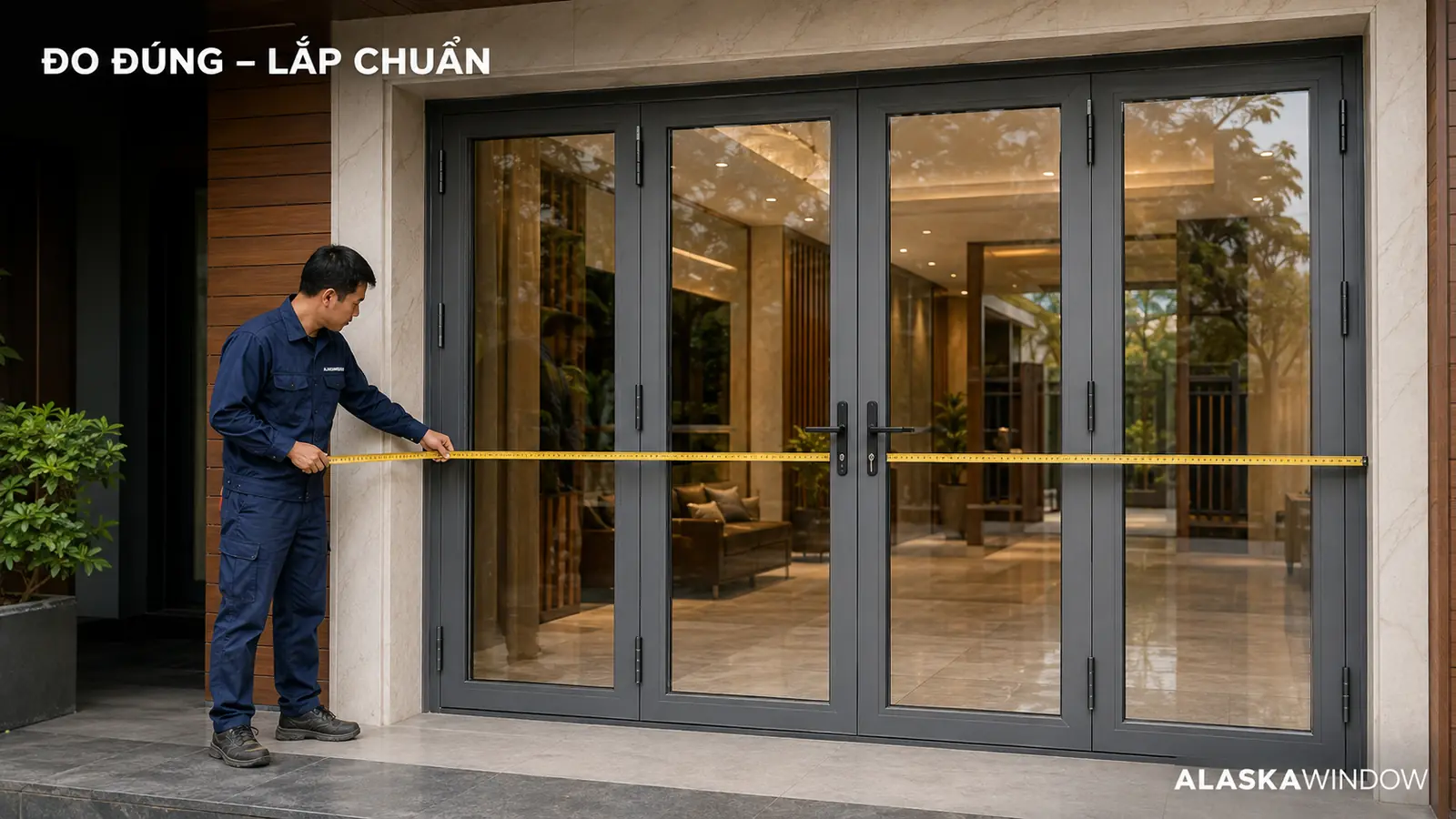Cửa nhôm Xingfa 4 cánh dùng thước Lỗ Ban nào