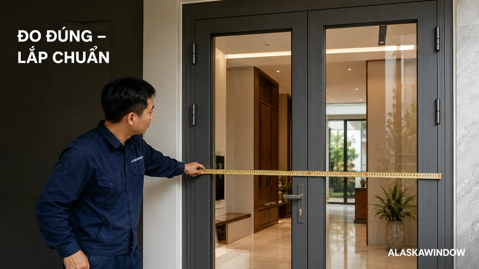 Bảng kích thước cửa 2 cánh lệch