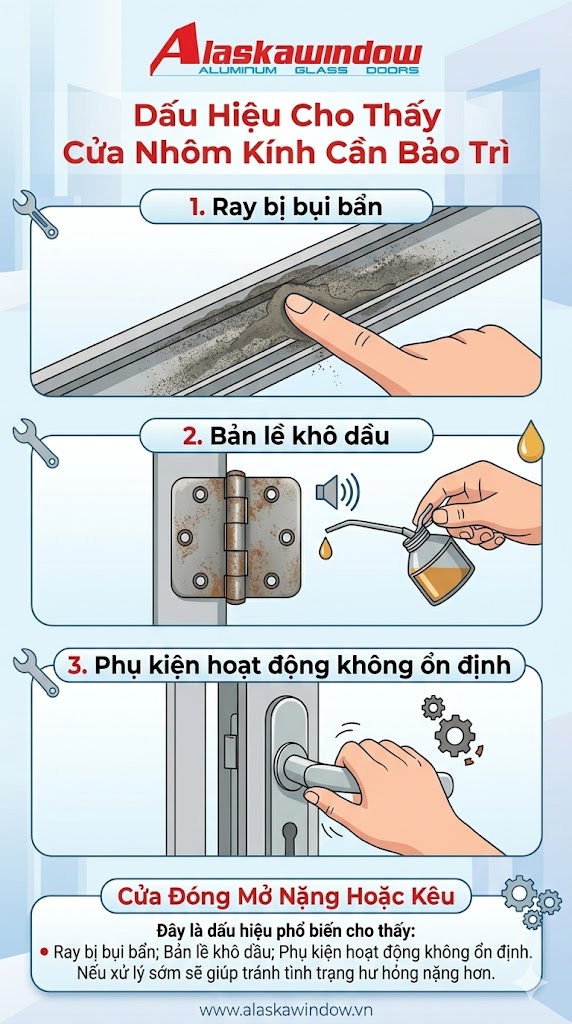 cửa nhôm kính bao lâu nên bảo dưỡng