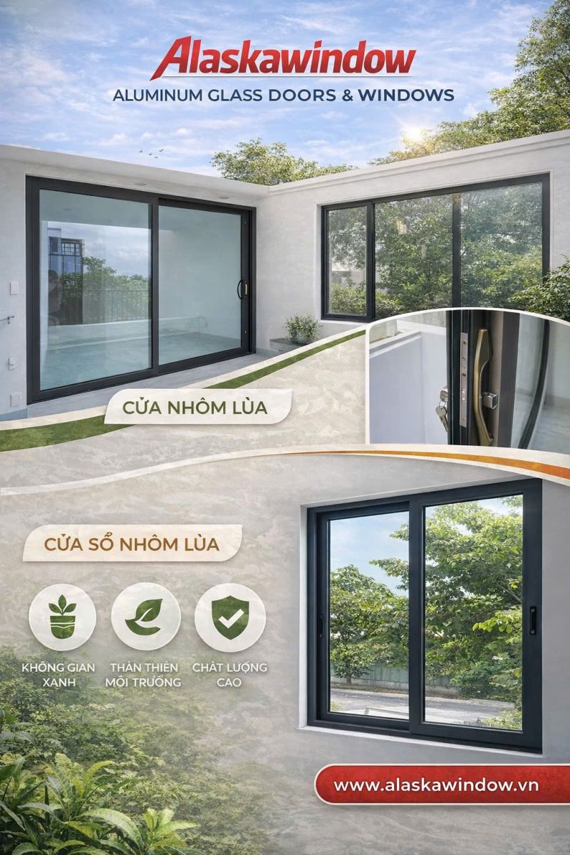 Cửa đi lùa nhôm kính dùng để so sánh cấu hình