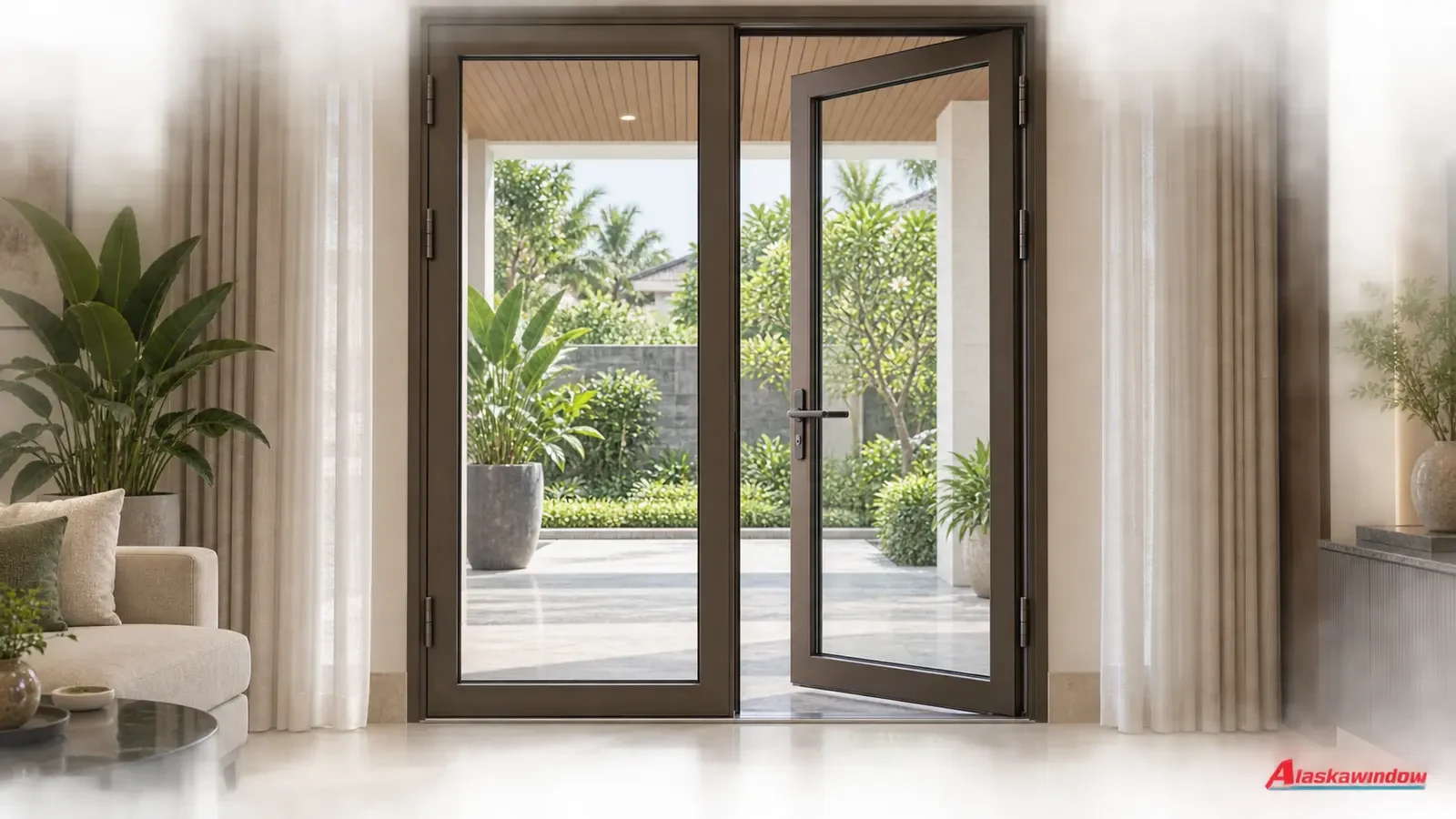 Mẫu cửa đi mở quay 2 cánh gợi ý phối cảnh từ kho alaskawindow — AlaskaWindow DQ2-07