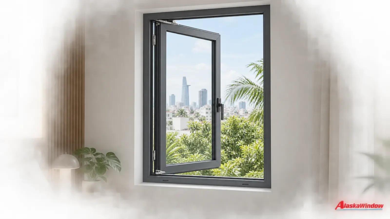 Mẫu cửa sổ mở quay 1 cánh gợi ý phối cảnh từ kho alaskawindow — AlaskaWindow SQ1-07