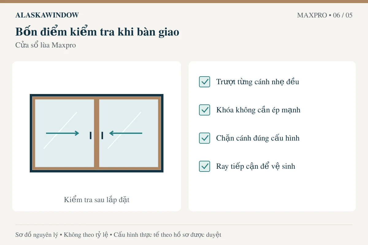 Cửa sổ lùa Maxpro – kiểm tra lắp đặt
