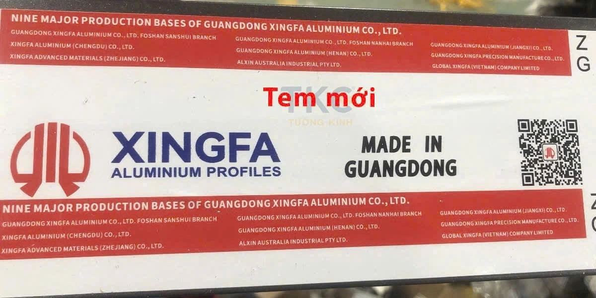 Tem Made in Guangdong và tên Global Xingfa Vietnam trong danh sách cơ sở